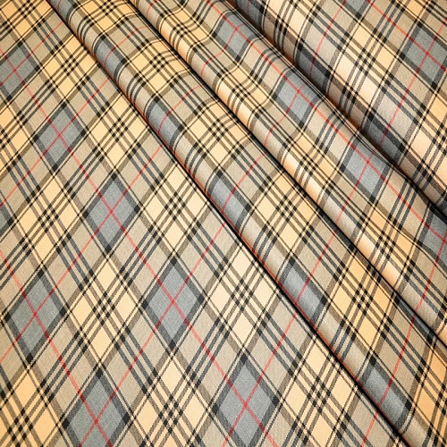 Костюмная ткань Полушерсть клетка (бежевый+серый)