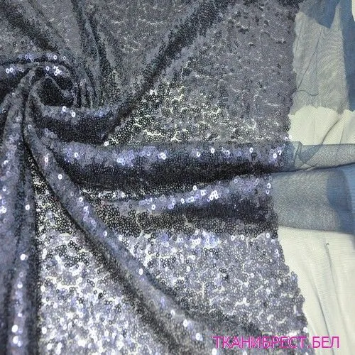 Пайетки на сетке (синий) скидки на ткани в Минске оптом и в розницу | Трикотаж tais.by