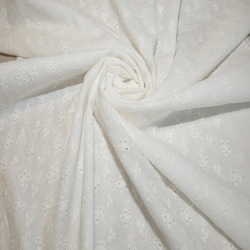 Батист вышитый, прошва цветочки (белый)