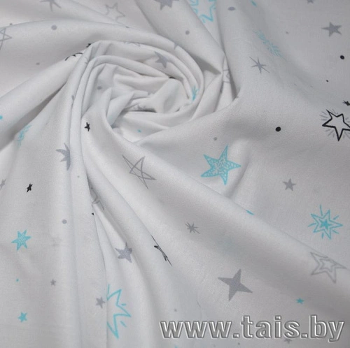 Ткань х/б плательная (звезды голубые)