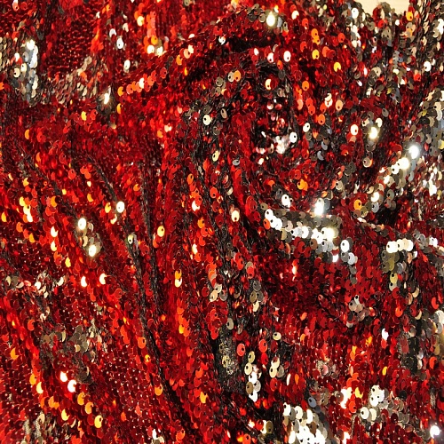 Пайеточная ткань двухцветная чешуя (красный)