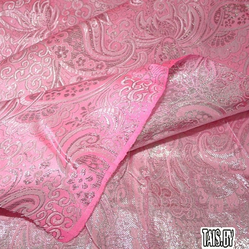 Парча жаккард (розовый с серебром)