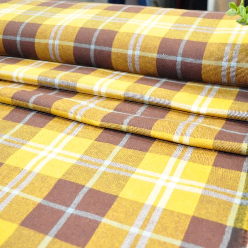 Ткань рубашечная фланель в клетку (горчица+коричневый) скидки на ткани в Минске оптом и в розницу | Трикотаж tais.by