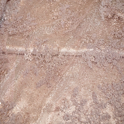 Вышивка на сетке с пайетками "Скарлет" (пыльно-фиолетовый)