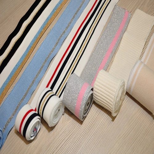 Манжет трикотажный (черный+молочный+золото)