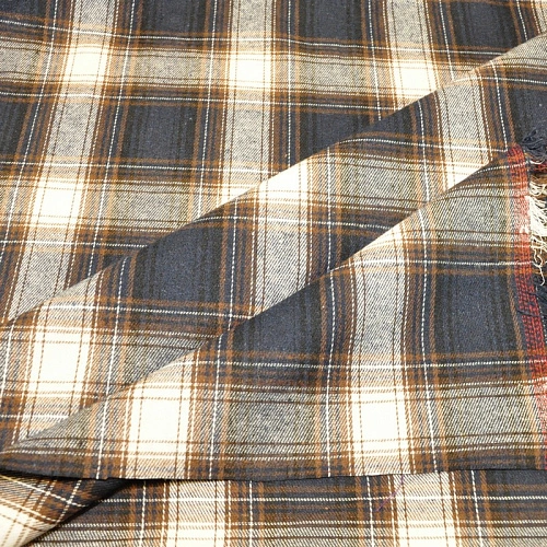 Ткань рубашечная фланель в клетку (синий+коричневый)