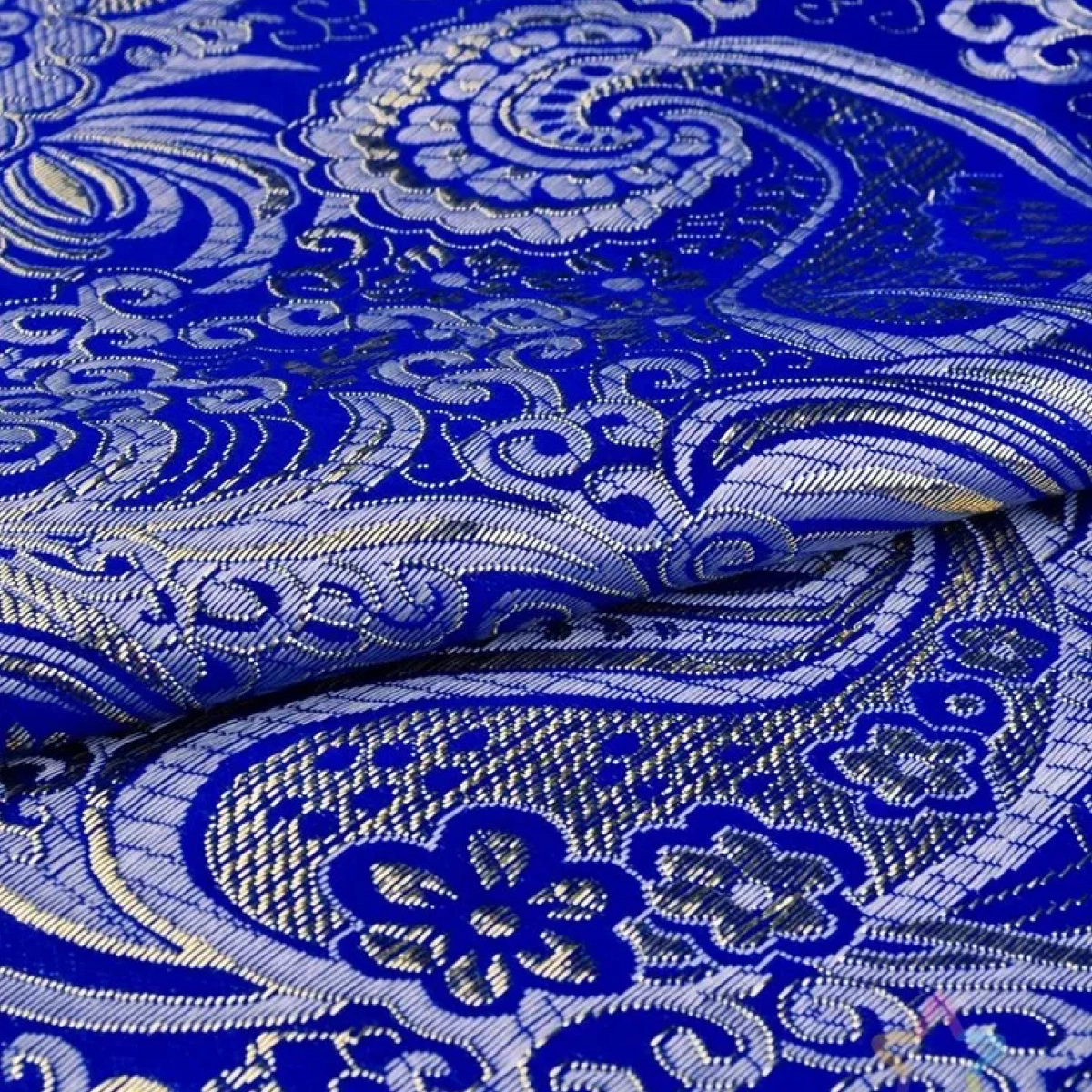 Парча жаккард (насыщенный синий с серебром) скидки на ткани в Минске оптом и в розницу | Трикотаж tais.by