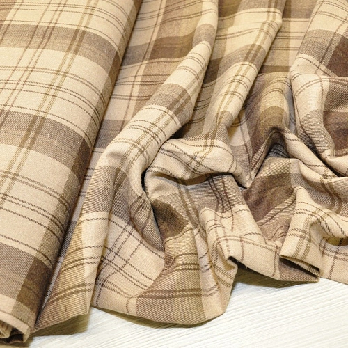 Ткань рубашечная фланель в клетку (бежевый)
