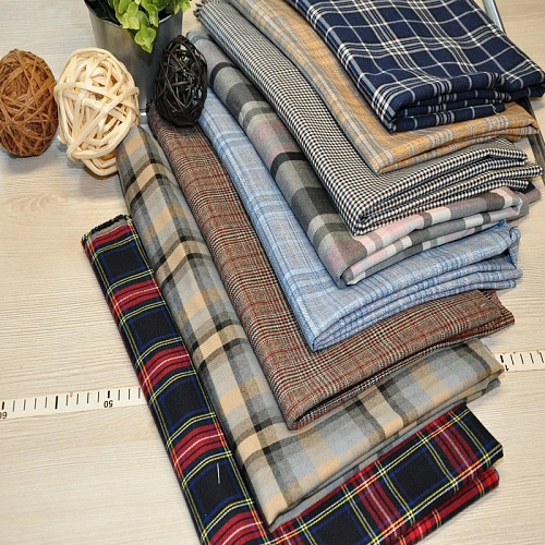 Костюмная ткань "Клетка  " (розовый серый)