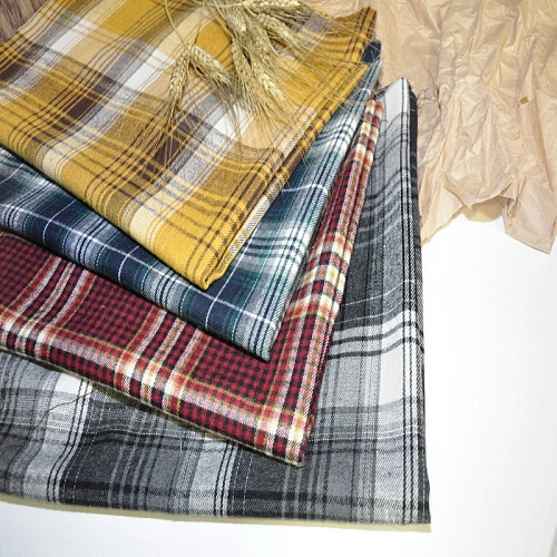 Ткань рубашечная фланель в клетку (синий+зеленый)