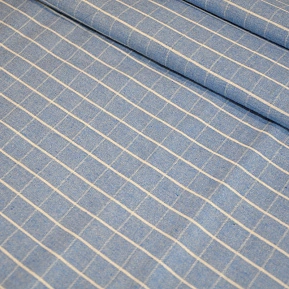 Рубашечны хлопок с фактурой льна (клетка голубой)