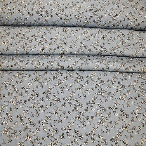 Штапель "Твил" Мелкий цветочек на джинсовом фоне