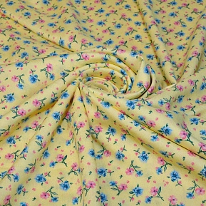 Штапель принт "Мелкий цветочек на желтом фоне "