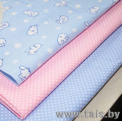 Ткань х/б для постельного белья "Горошек на голубом фоне"