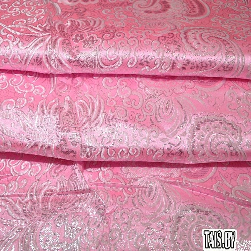 Парча жаккард (розовый с серебром)