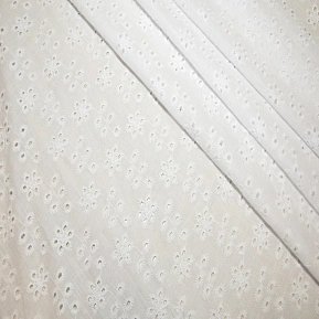 Батист вышитый, прошва цветок  (белый)