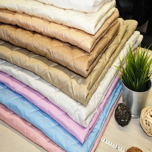 Плащевка стеганая "Ромбик", голубой