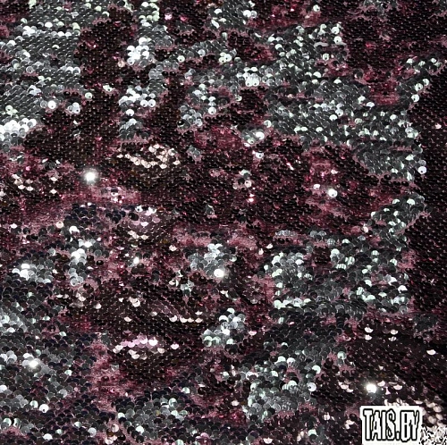 Пайеточная ткань двухцветная чешуя (розовый с серебром)