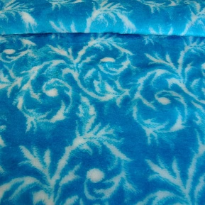 Мех жаккардовый "Новый год" завитки на голубом фоне