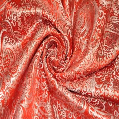 Парча жаккард (красный с серебром)