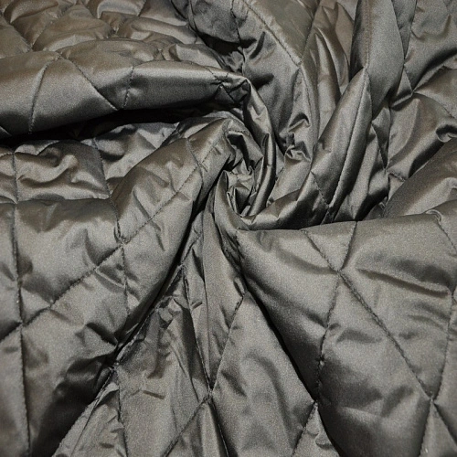 Плащевка стеганая "Ромбик" (светлый черный)