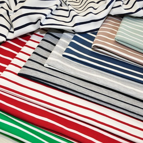 Кулирная гладь "Тельняшка" "2см-0,5см бежевый +молочный"