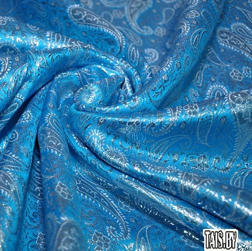 Парча жаккард огурцы (голубой)