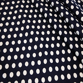 Хлопок стрейч принт " Горошек на синем фоне"