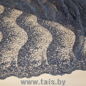 Вышивка на сетке с пайетками "Волна" (графит)