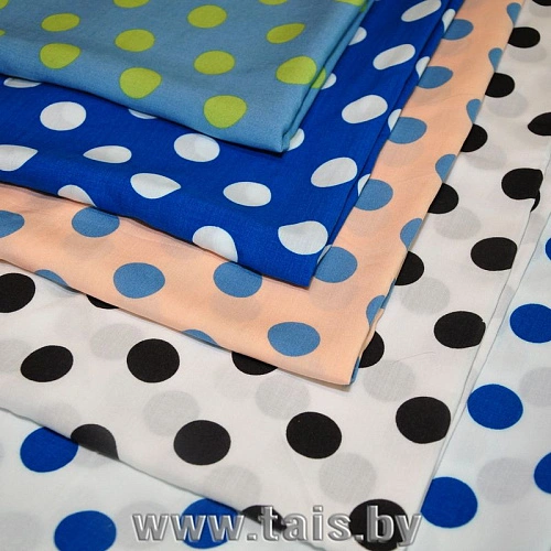 Штапель принт "Васильковый горох на белом фоне"