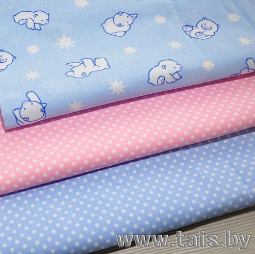 Ткань х/б для постельного белья "Горошек на голубом фоне"