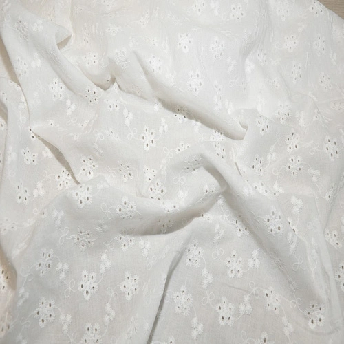 Батист вышитый, прошва цветочки (белый)