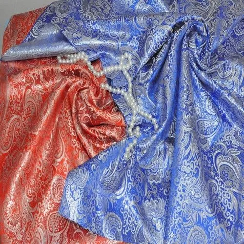 Парча жаккард (красный с серебром)