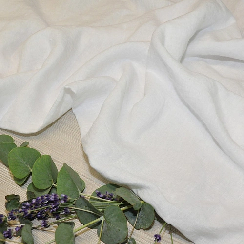 Лен умягченный с эффектом мятости (белый)