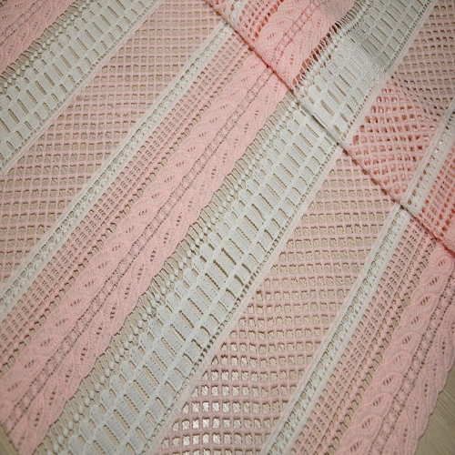 Кружево макраме (молочный+розовый)