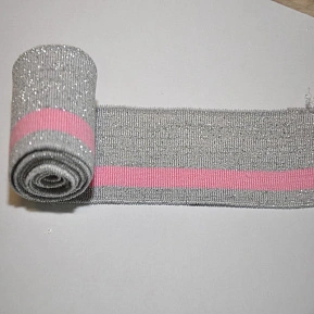 Манжет трикотажный (серебро+розовый)