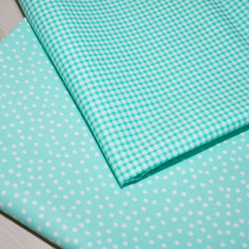 Ткань х/б плательная (Клетка ментол)