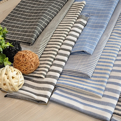 Рубашечны хлопок с фактурой льна (полоска 0,2см серый+белый)