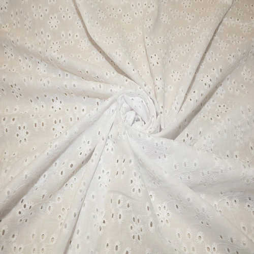 Батист вышитый, прошва цветок  (белый)