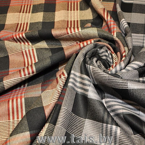 Костюмная ткань "Клетка " (черно-белый мадрас)