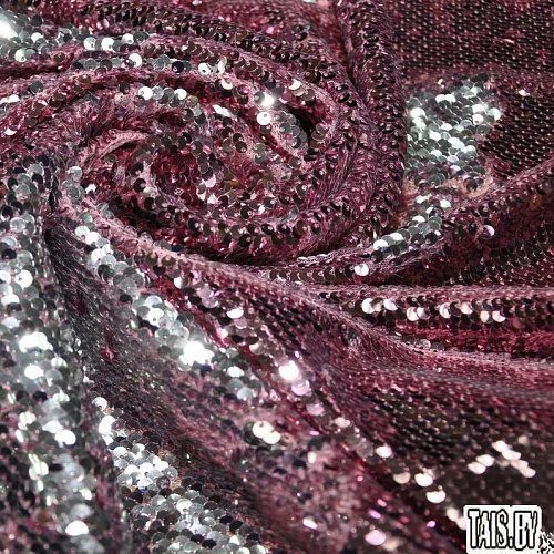 Пайеточная ткань двухцветная чешуя (розовый с серебром)