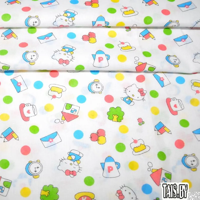 Ситец набивной "Hello Kitty" скидки на ткани в Минске оптом и в розницу | Трикотаж tais.by
