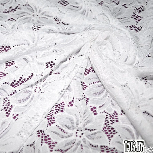 Гипюр стрейчевый с ажурным краем (белый)