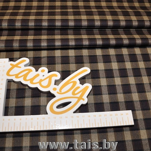 Костюмная ткань "Клетка " (светло-коричневый)