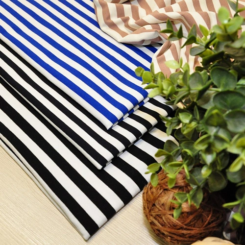 Кулирная гладь "Тельняшка" "1 см василек +белый"