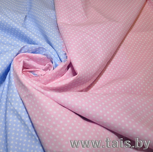 Ткань х/б для постельного белья "Горошек на голубом фоне"