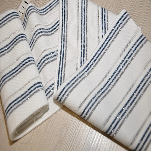 Манжет трикотажный (молочный+серебро+голубой)