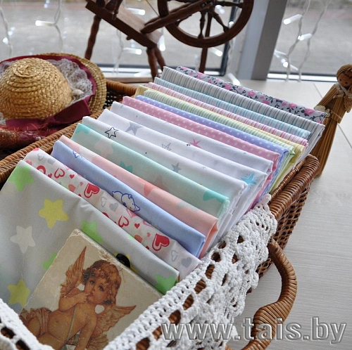 Ткань х/б плательная (звезды голубые)