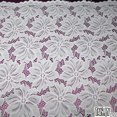 Гипюр стрейчевый с ажурным краем (белый)