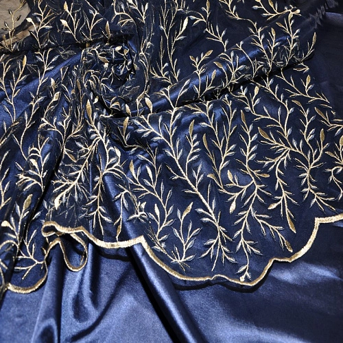 Вышивка на сетке (синий+золото)